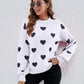 Heart Round Neck Dropped Shoulder Sweater