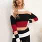 Striped Round Neck Dropped Shoulder Sweater