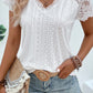 Eyelet Lace Detail V-Neck T-Shirt