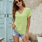 Swiss Dot V-Neck Short Sleeve Blouse