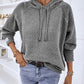 Texture Drawstring Long Sleeve Hooded Sweater