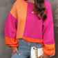 Color Block Round Neck Sweater