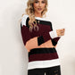 Striped Round Neck Dropped Shoulder Sweater