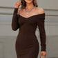 Long Sleeve V-Neck Bodycon Dress