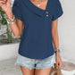 Decorative Button Asymmetrical Neck Blouse