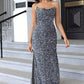 Sequin Backless Split Maxi Dress