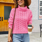 Turtleneck Cable-Knit  Long Sleeve Sweater