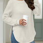 Slit Round Neck Long Sleeve Sweater