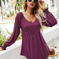 V-Neck Lantern Sleeve Blouse