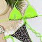 Leopard Print Halter Neck Tie Side Bikini Set