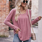 Double Take Pleated Detail Curved Hem Long Sleeve Top