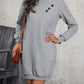 Textured Decorative Button Mini Dress