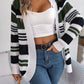 Striped Open Front Long Sleeve Cardigan