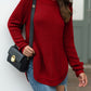 Slit Round Neck Long Sleeve Sweater