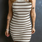 Striped Round Neck Sleeveless Mini Dress