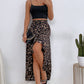 Leopard Ruffle Hem High-Low Skirt