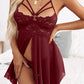 Lace Mesh Backless Babydoll Lingerie Set