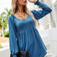 V-Neck Lantern Sleeve Blouse