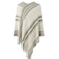 Fringe Hem Striped Cape Sleeve Poncho