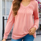 Ruched V-Neck Long Sleeve T-Shirt