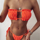 Frill Trim Ruched Bikini Set