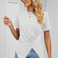 Ruched Round Neck Short Sleeve T-Shirt