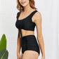 Marina West Swim Sanibel Crop Swim Top and Ruched Bottoms Set in Black