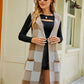 Plaid Lapel Collar Sleeveless Cardigan