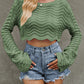 Round Neck Long Sleeve Cropped Sweater