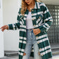 Plaid Button Up Collared Neck Coat with Pockets