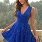 Sequin Surplice Neck Sleeveless Dress