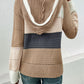 Color Block Drawstring Hooded Sweater