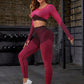 Striped Long Sleeve Top and Leggings Sports Set