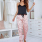 Lace Trim Cami and Polka Dot Satin Pajama Set