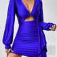 Cutout Long Sleeve Ruched Dress