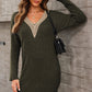 V-Neck Long Sleeve Mini Sweater Dress