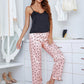 Lace Trim Cami and Polka Dot Satin Pajama Set