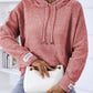 Texture Drawstring Long Sleeve Hooded Sweater