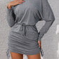 Ruched Tied Long Sleeve Mini Dress