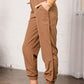 Elastic Waist Cropped Pants with Pockets