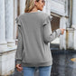 Ruffled Heathered V-Neck Long Sleeve T-Shirt