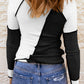 Color Block Round Neck Long Sleeve T-Shirt