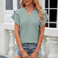 Eyelet Notched Short Sleeve T-Shirt