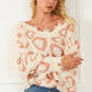 Leopard V-Neck Dropped Shoulder Sweater