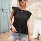 Lace Detail Round Neck Peplum T-Shirt