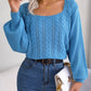 Cable-Knit Square Neck Long Sleeve Sweater