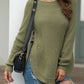 Slit Round Neck Long Sleeve Sweater