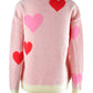 Heart Round Neck Droppped Shoulder Sweater