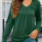 Ruched V-Neck Long Sleeve T-Shirt