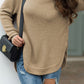 Slit Round Neck Long Sleeve Sweater